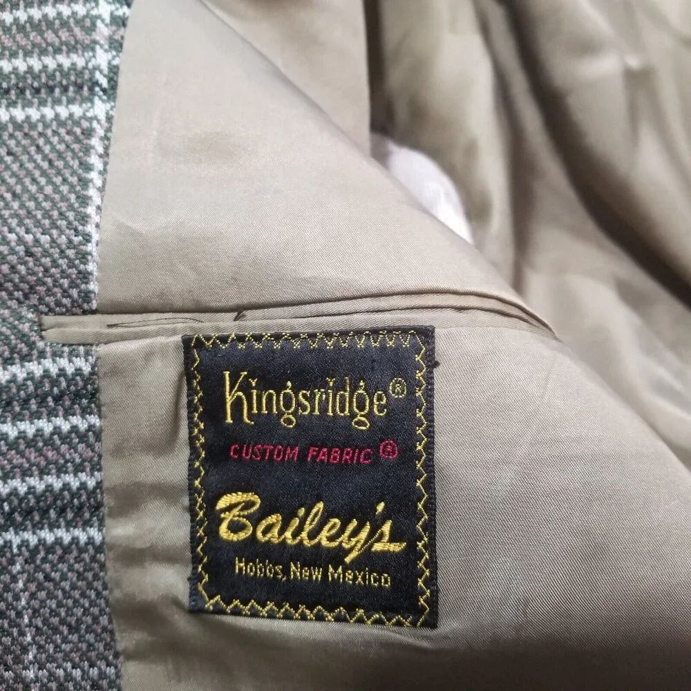 Vintage 42R‎ Green Plaid Kingsridge Blazer Mens Sport Coat Union Made Retro